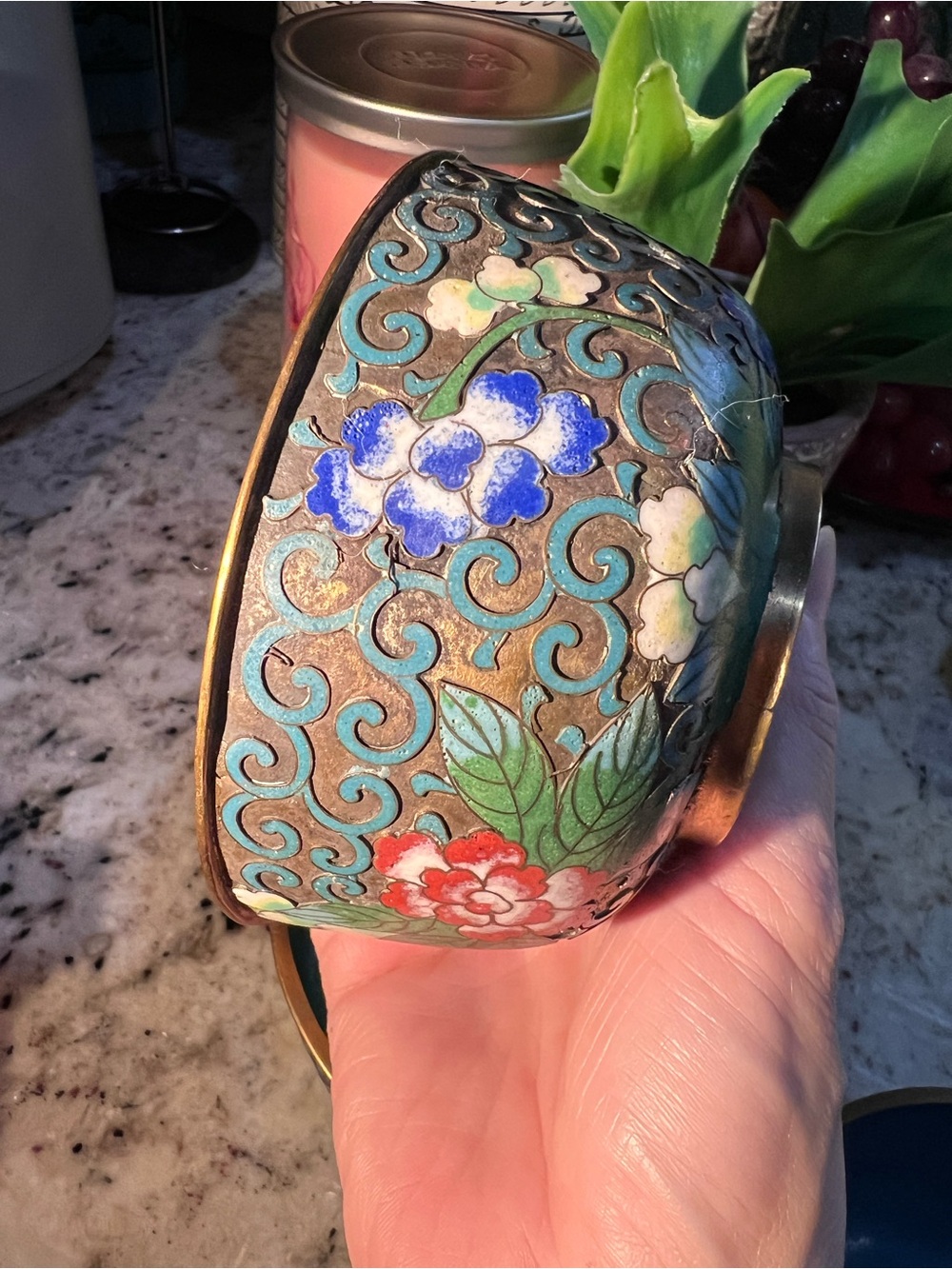 Set of 3 Amazing & Rare Floral Cloisonné Bowls, expect some imperfections - Picture 6 of 16